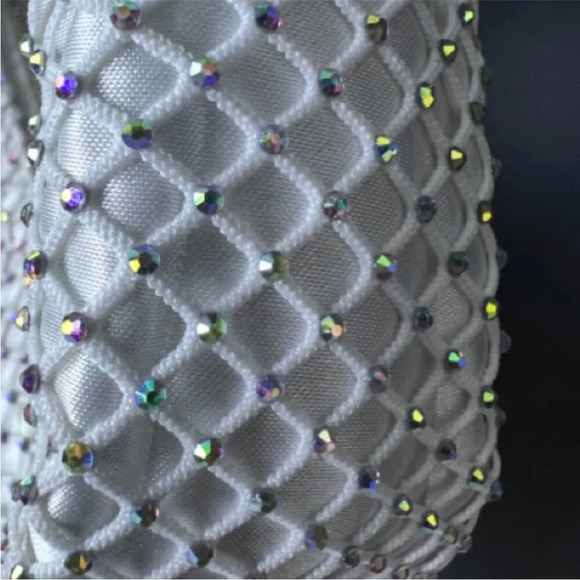 Vince Camuto Damsa Crystal Mesh Mini Shoulder Bag Beaded White Bridal - Picture 8 of 11